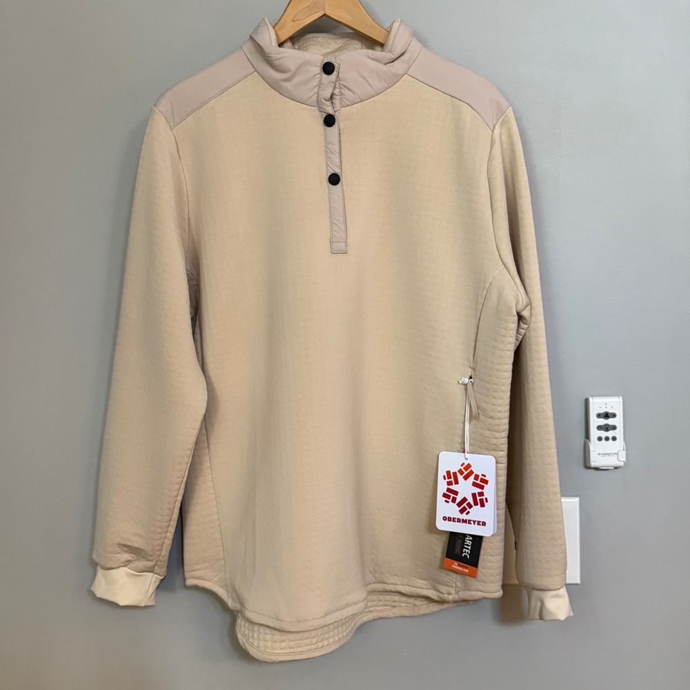 Obermeyer‎ Polartec Power Air Pullover Smooth Grid Polartec Fleece Tan XL